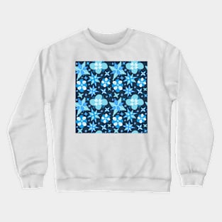 Blue Abstract Floral Pattern Crewneck Sweatshirt